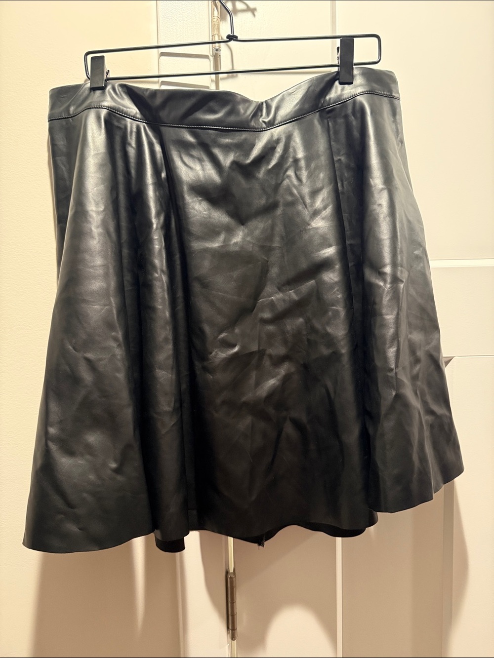 Classic Black Faux Leather A-Line Skirt
